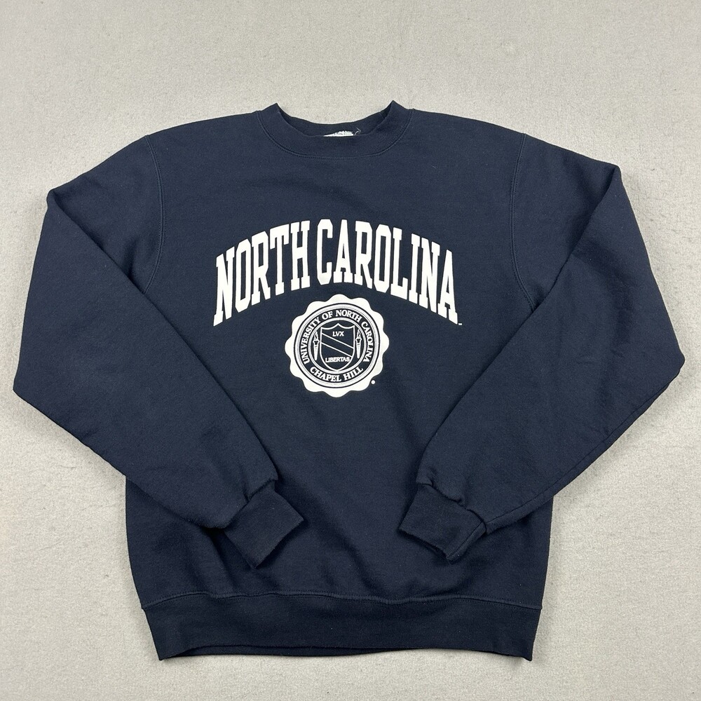 North Carolina Tar Heels Sweatshirt Men Small Blue Champion Crew Neck NCAA S